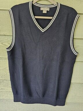 Daniel Cremieux 100% Supima Cotton Navy Blue V-Neck Sweater Vest Men's Size M